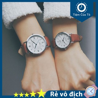 Đồng hồ nữ đẹp chính hãng thương hiệu Ulzzang mặt tròn dây da mềm sang trọng