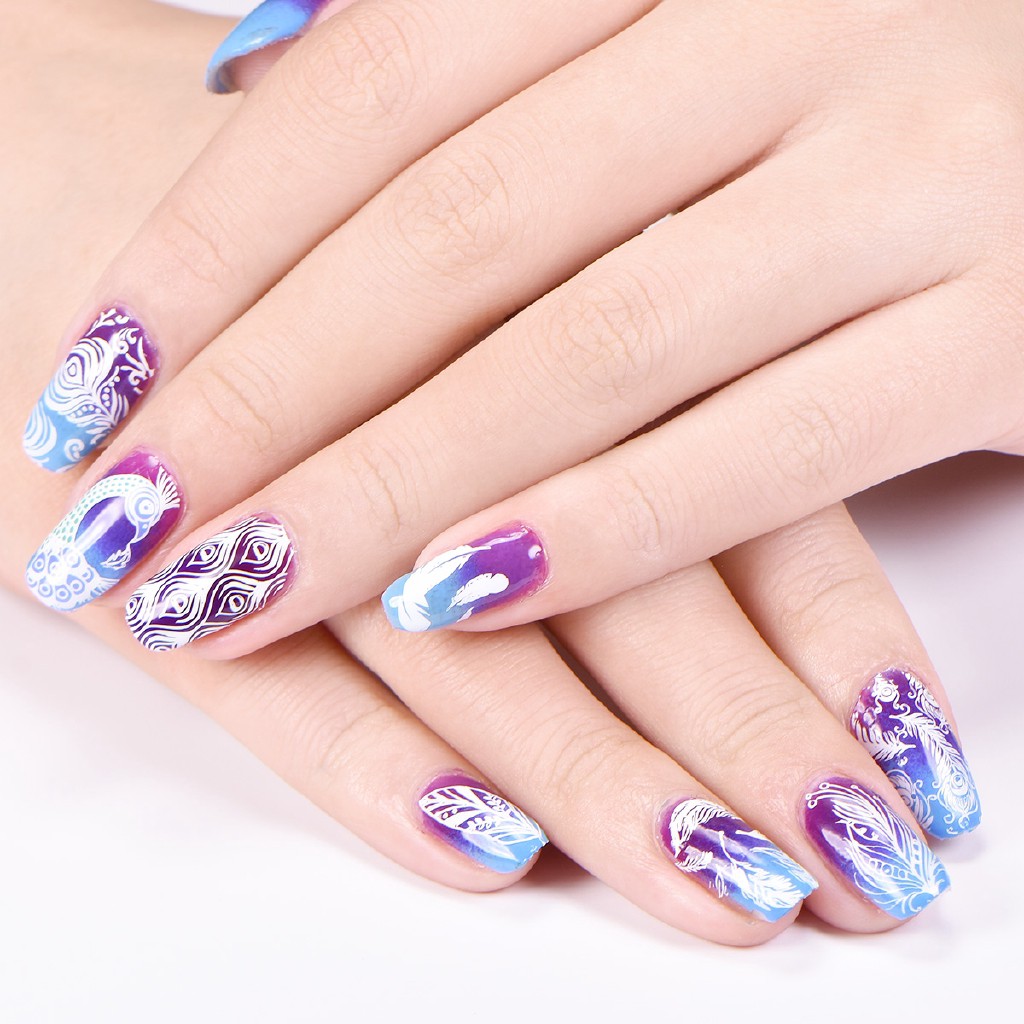 [Hàng mới về] Dụng cụ dập trang trí móng tay nghệ thuật in họa tiết chim công độc đáo