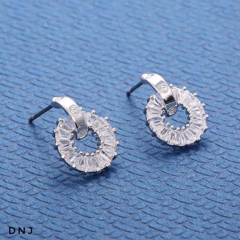 Bông tai bạc nữ đính đá kiểu dáng mới cực đẹp - Kho sỉ bạc Nhất Linh
