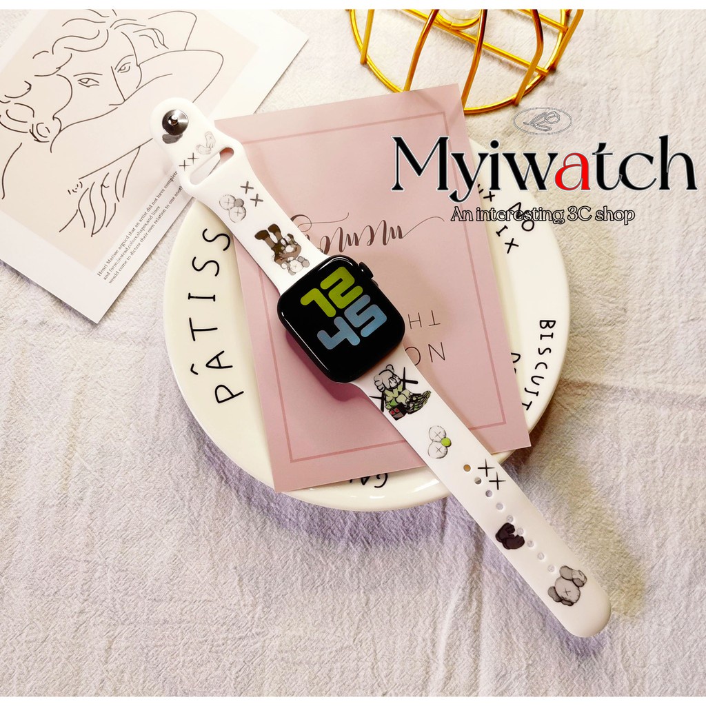Dễ Thương Dây Đeo Silicon Mềm In Họa Tiết Hoạt Hình Đáng Yêu Cho Đồng Hồ Thông Minh Apple Watch Series 6 5 4 Se 3 2 38mm 40mm 42mm 44mm
