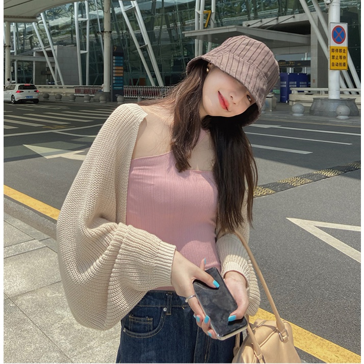 SUXI Áo Cardigan Dệt Kim Tay Dài Dáng Rộng Chống Nắng Kiểu Hàn Quốc Thời Trang Mùa Xuân Cho Nữ