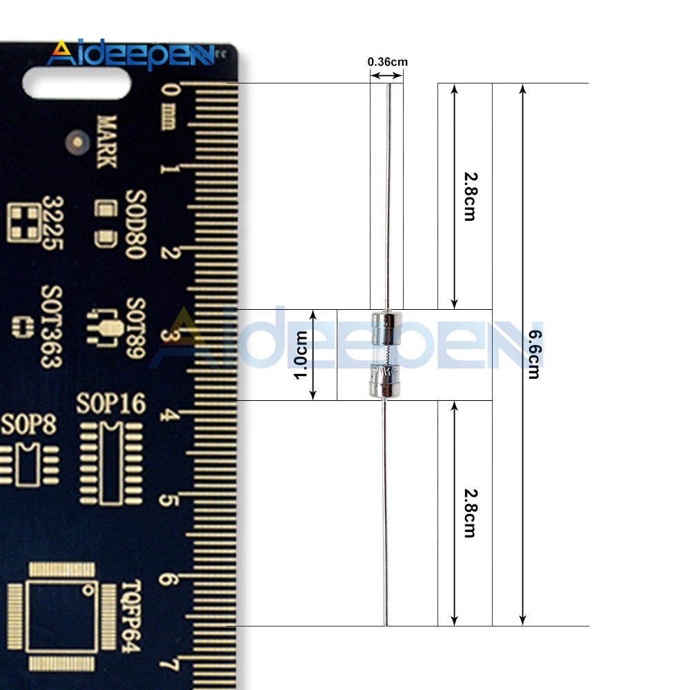 Bộ 10 cái cầu chì thủy tinh 3.6x10mm 250v 0.5a 1a 1.5a 2a 3a 3.15a 4a 5a 6.3a 8a 10a