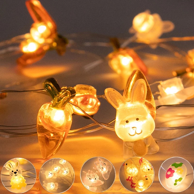Dây Đèn Led 2M 20 Bóng Hình Quả Trứng Gà Hoạt Hình Chống Thấm Nước Dùng Pin Trang Trí Trong Nhà