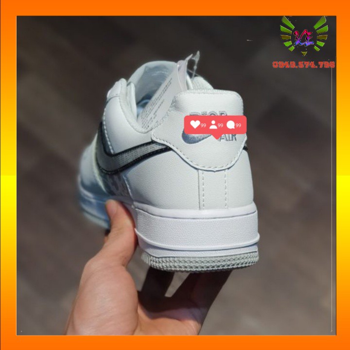 Giày thể thao đế trắng phối chữ đen mờ [hỗ trợ đổi trả] cho nam nữ