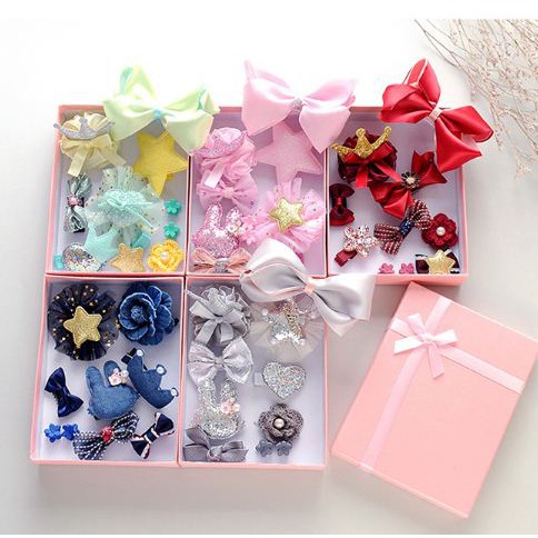 Hộp kẹp tóc set 10 chi tiết cho bé gái