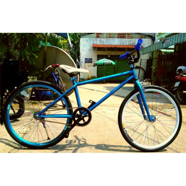 Xe đạp fixed gear size 36 xanh đen ( bảo hành 1 năm )