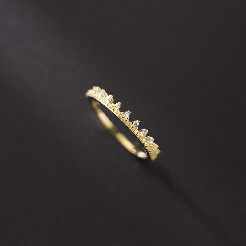 Nhẫn vương miện bạc 925, nhẫn nữ bạc Ý 925 mạ vàng 14k cao cấp DUYSON SILVER [NXK4]