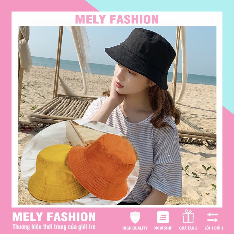 Nón bucket nam nữ Unisex 2 mặt vành rộng trơn thời trang nhiều màu phong cách Ulzzang Mely Fashion PK12