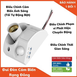 Đui đèn cảm biến Rạng Đông - Cảm biến chuyển động và cảm biến hồng ngoại tự động bật tắt.