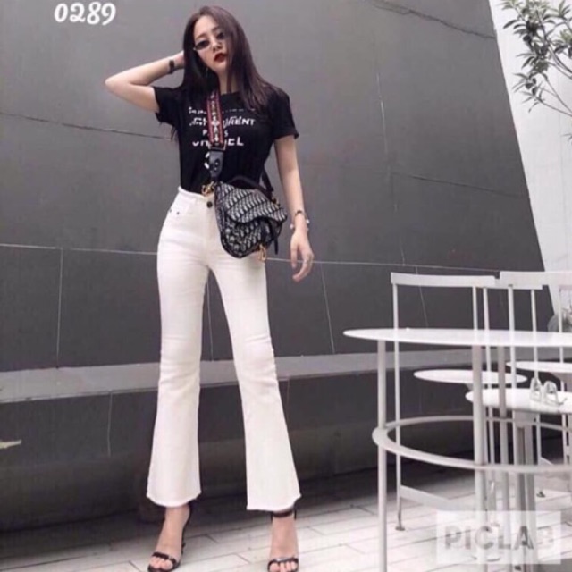 [ Mã FAGREEN55 giảm 10% tối đa 30K đơn 99K] Quần kaki ống loe cạp tua rua - hình thật