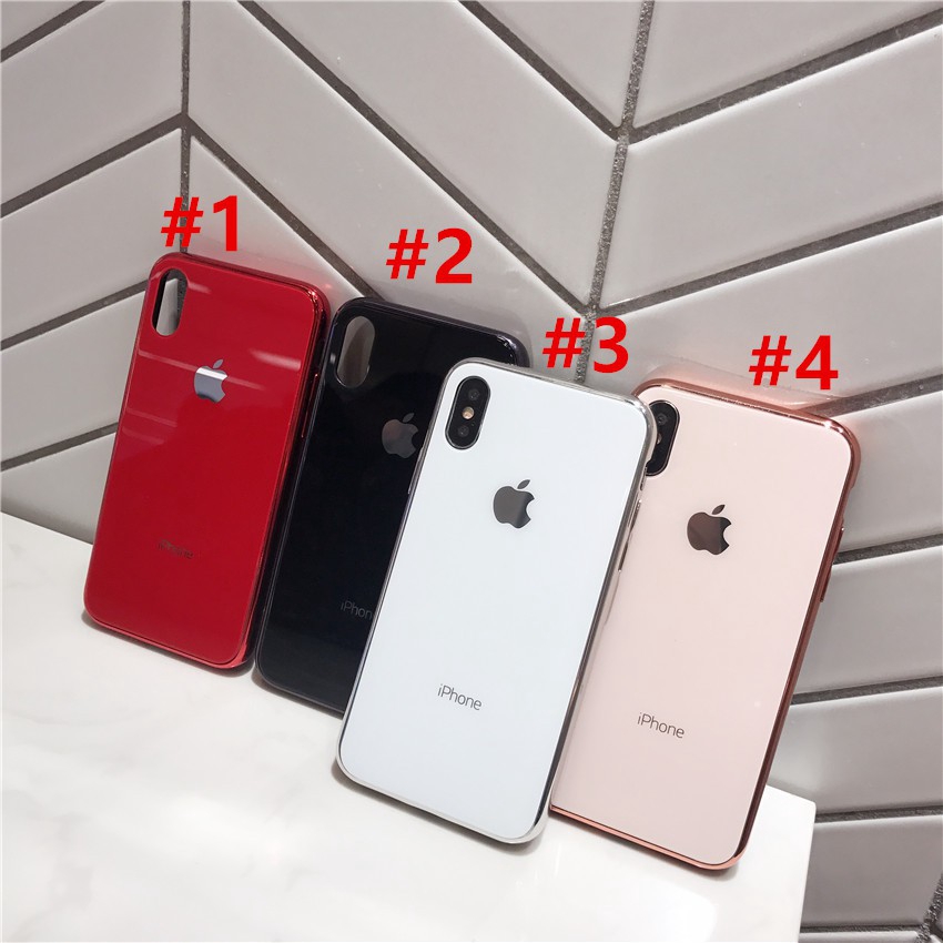 Ốp điện thoại mặt kính acrylic mạ viền sang trọng cho iPhone 6 6S 6+ 6S+ 7 8 7+ 8+ X XS XR XSMax