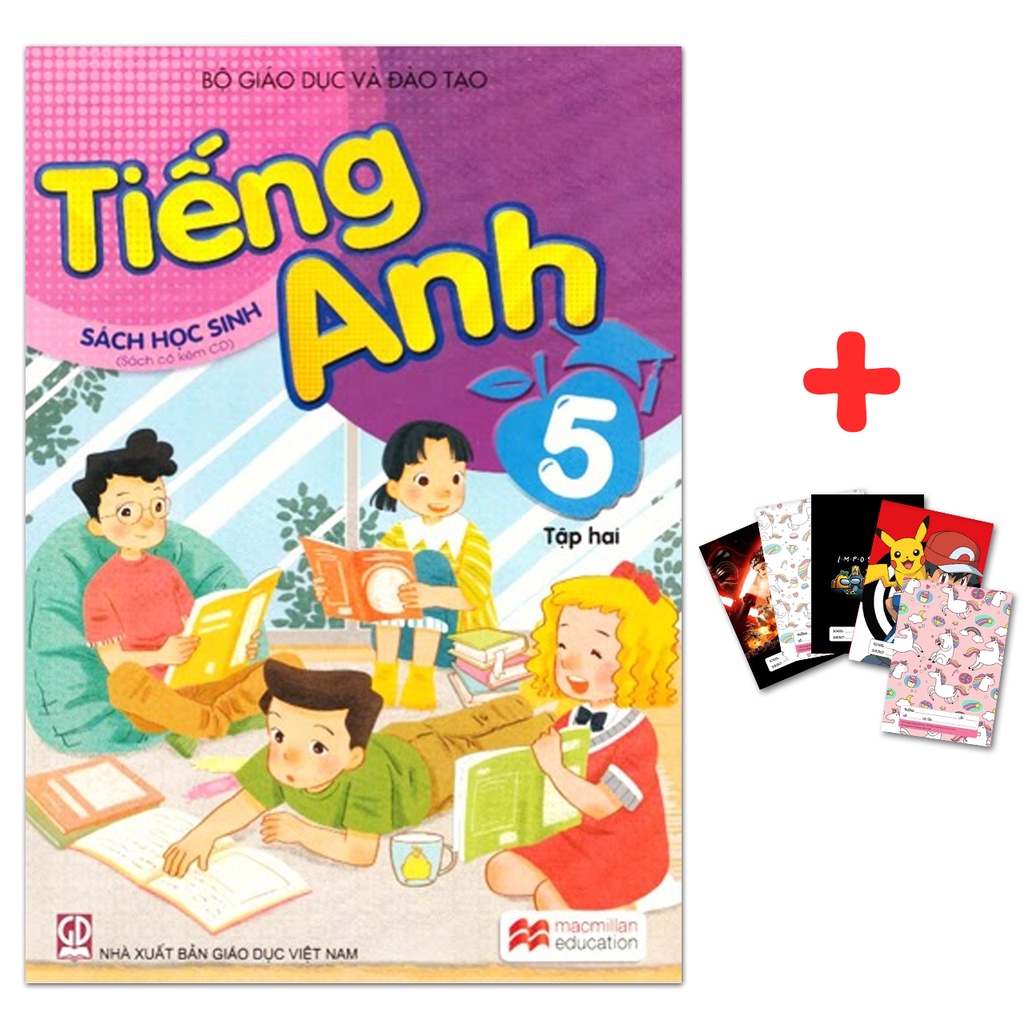Sách - Tiếng Anh Lớp 5 Tập 2  kèm 5 cuốn vở ô ly 100gsm 48 trang