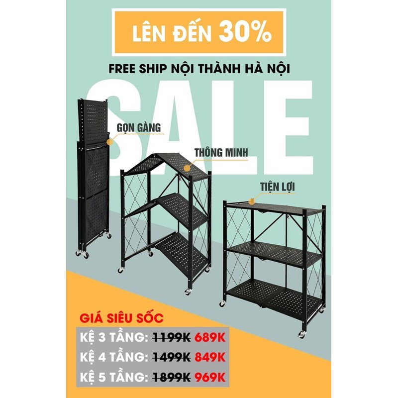 Kệ Sắt Đa Năng Miễn Ship Kệ Để Đồ Tiện Lợi Gấp Gọn Có Bánh Xe 3/4/5 Tầng Cho Nhà Bếp, Phong Bếp, Phòng Khách