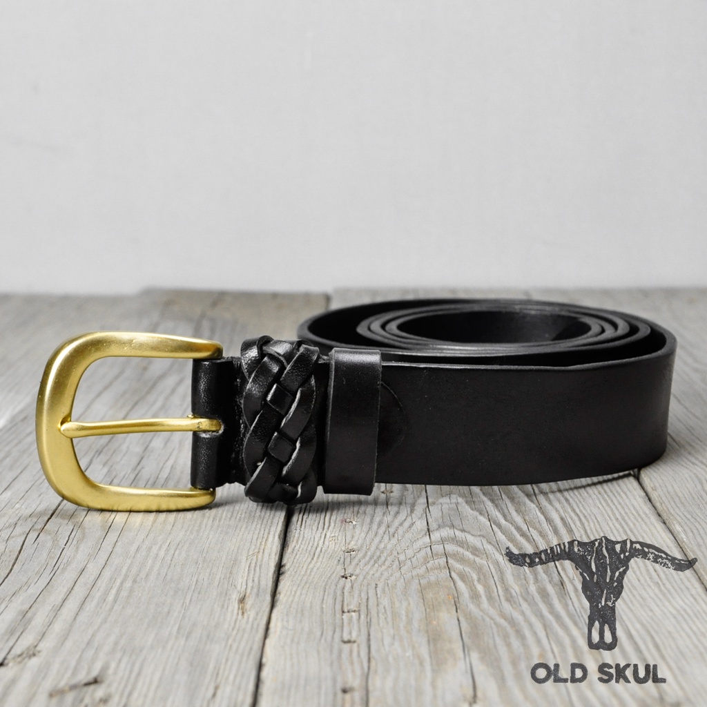 Dây lưng da nam bản 33mm Old Skul DL6339, da bò veg Ý, khóa đồng thau đúc, hoàn thiện tinh xảo