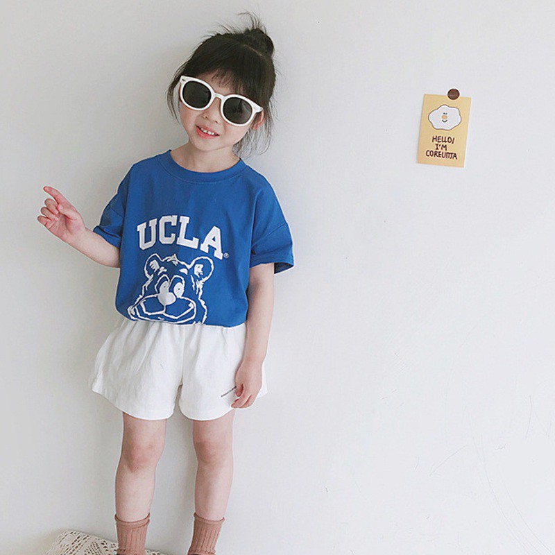 Set Áo Thun Tay Ngắn Phối Quần Short Kiểu Hàn Quốc Thời Trang Mùa Hè Dễ Thương Cho Bé Trai