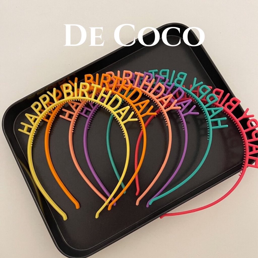 Bờm nhựa sinh nhật, cài tóc happy birthday De Coco