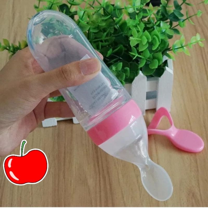 Bình thìa ăn dặm silicon tặng kèm núm nhai chống hóc siêu mềm Sami Nhật Bản