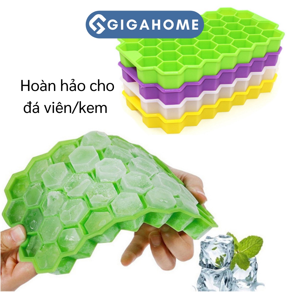 Khay Silicone Làm Đá, Thạch Rau Câu Kèm Nắp Đậy GIGAHOME Hình Tổ Ong 9365