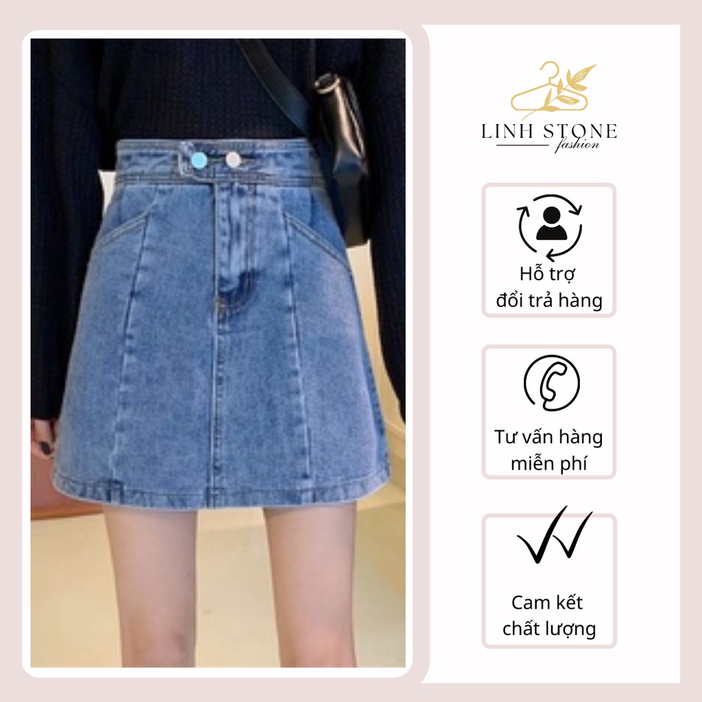 Chân Váy  Jeans Chữ  A  2 cúc cạp cao phong cách hàng cao cấp (kèm lót trong)