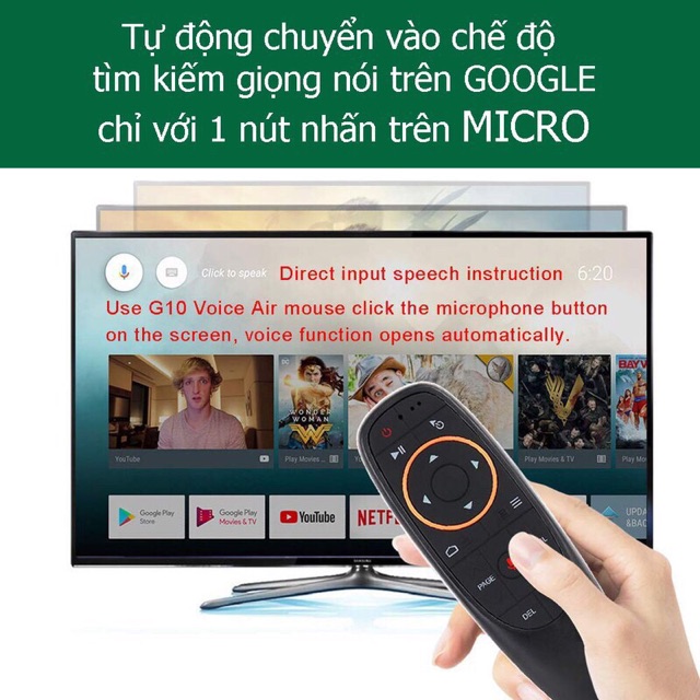 Điều khiển giọng nói G10 hỗ trợ mọi thiết bị smart và tivi