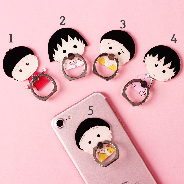 Iring Giá Đỡ Điện Thoại Chiếc Nhẫn Hoạt Hình Maruko Đầu Nấm Siêu Bền Siêu Bám Dính Không Sợ Bong Tróc !
