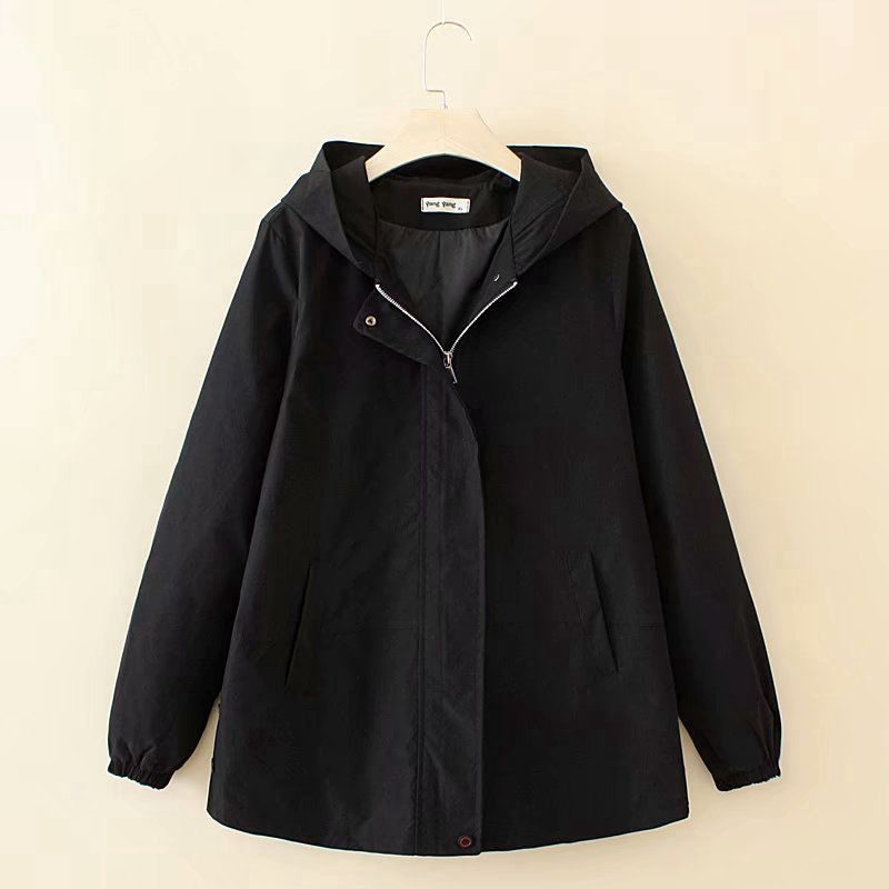Plus Size XL-4XL Women's Autumn Winter Clothing Solid Zip Up Jackets Casual Outerwear Oversize Tops