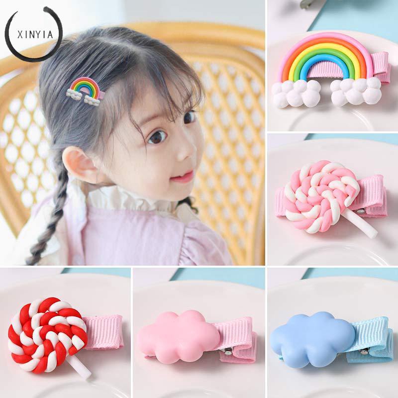 Kẹp tóc Hàn Quốc bảy sắc cầu vồng cho bé gái