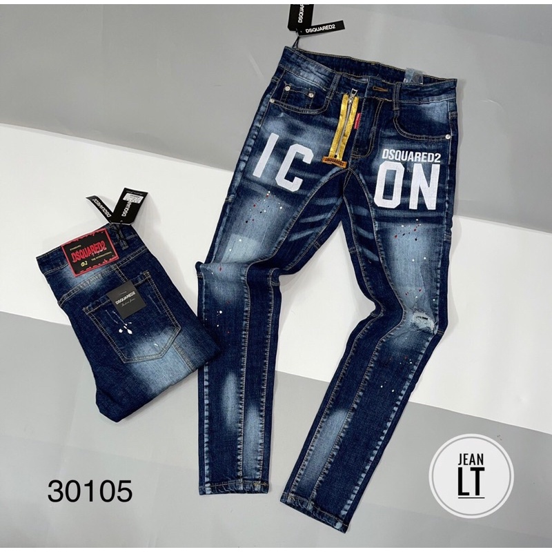 Quần bò biker Dsquared2 - Icon khóa vàng lệch - Quần jean nam ống côn | BigBuy360 - bigbuy360.vn