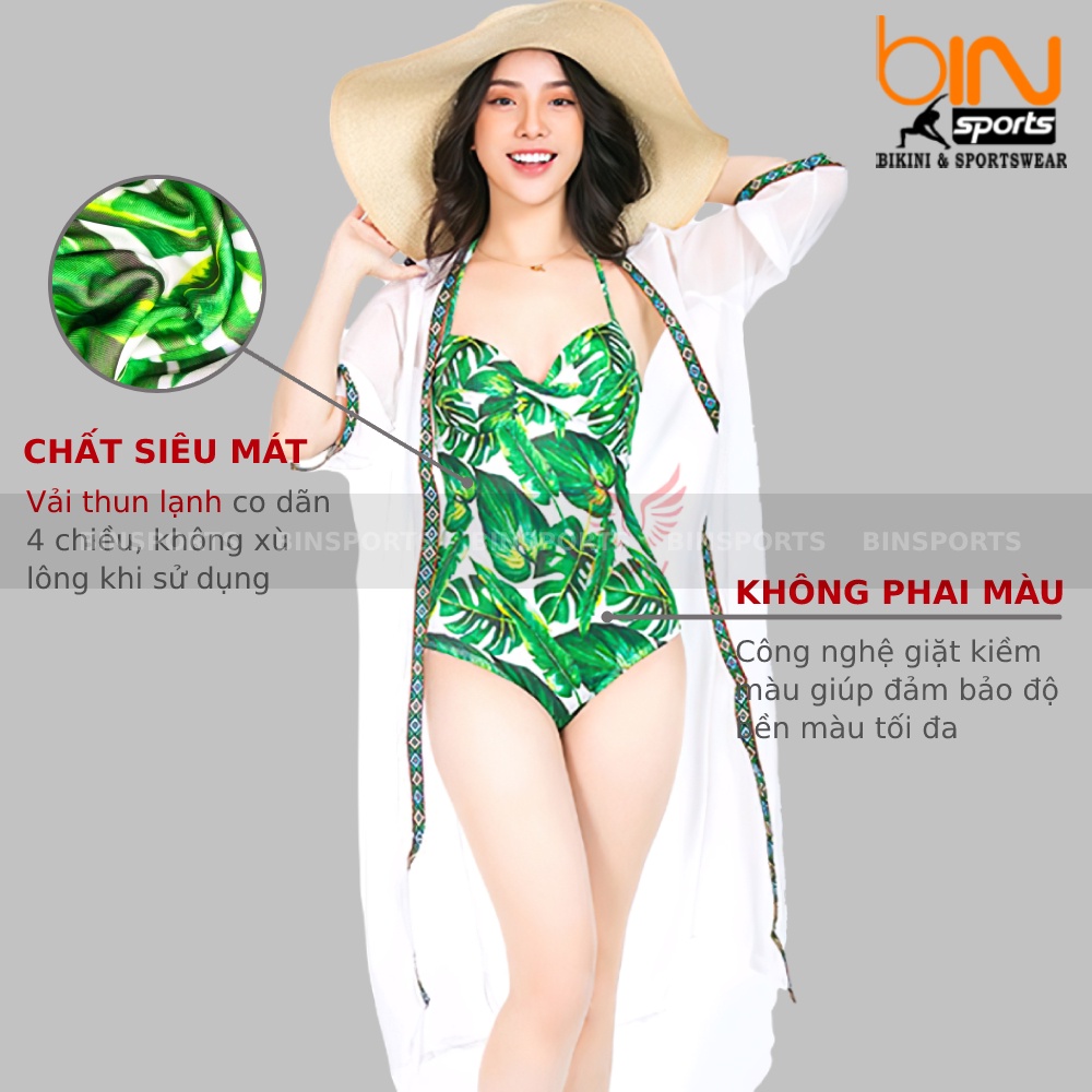 Bộ Bơi Nữ Một Mảnh Hoa Lá Freesize BHV001