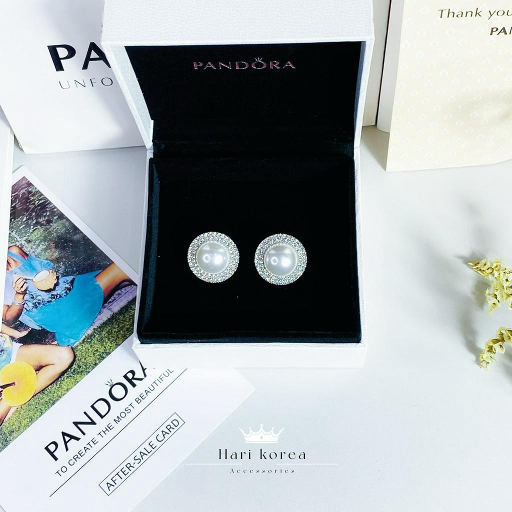 Bông tai ngọc đính đá, khuyên tai bạc s925 cao cấp, phụ kiện trang sức Hari korea accessories