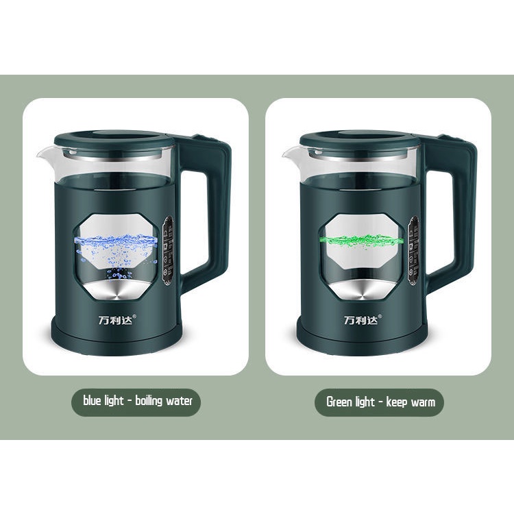 Ấm đun nước JIASHI chạy điện bằng thủy tinh borosilicate trong suốt