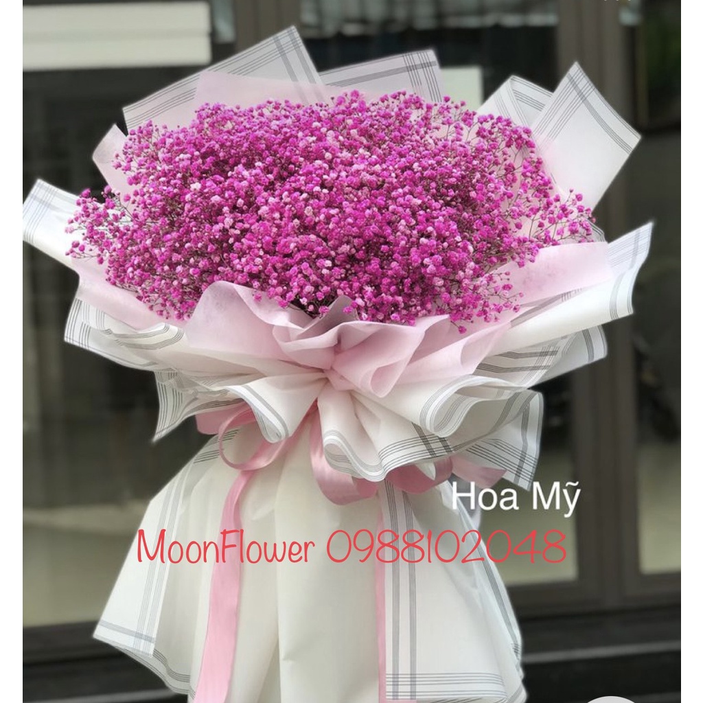 -Bó hoa baby khô vĩnh cửu tặng kèm túi và thiệp