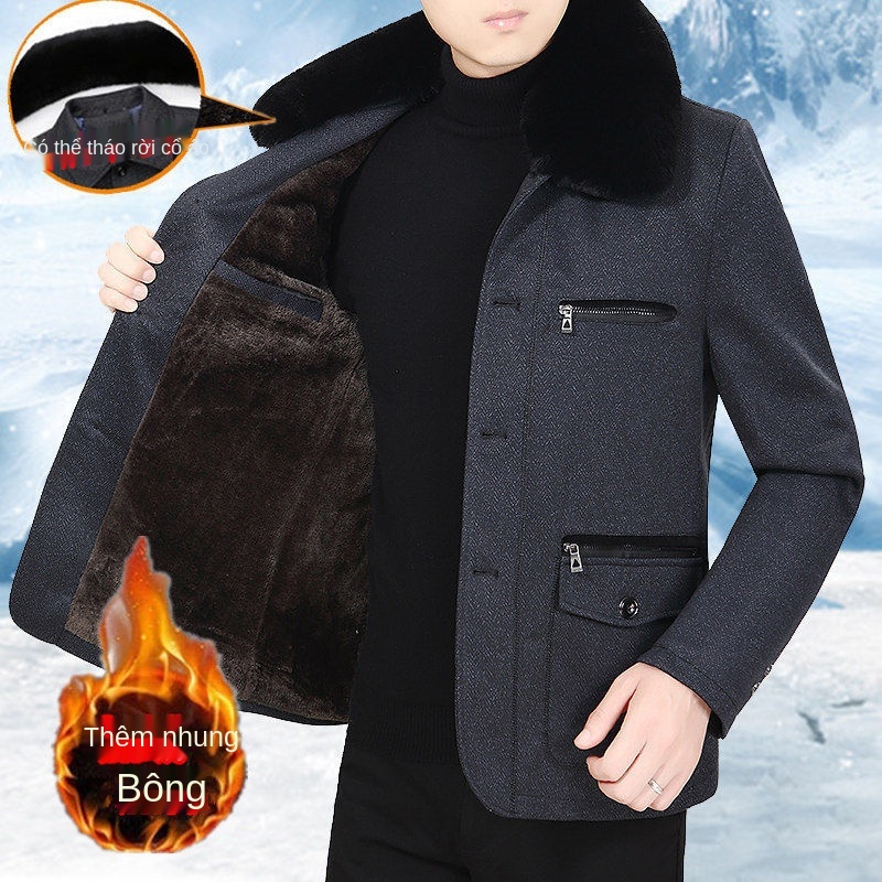 Quần áo nam giới trung niên và cao tuổi vào mùa thu đông, cùng với khoác nhung