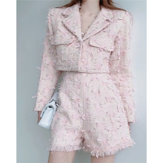 [Hàng order] Set áo dạ cổ vest + quần sooc cá tính