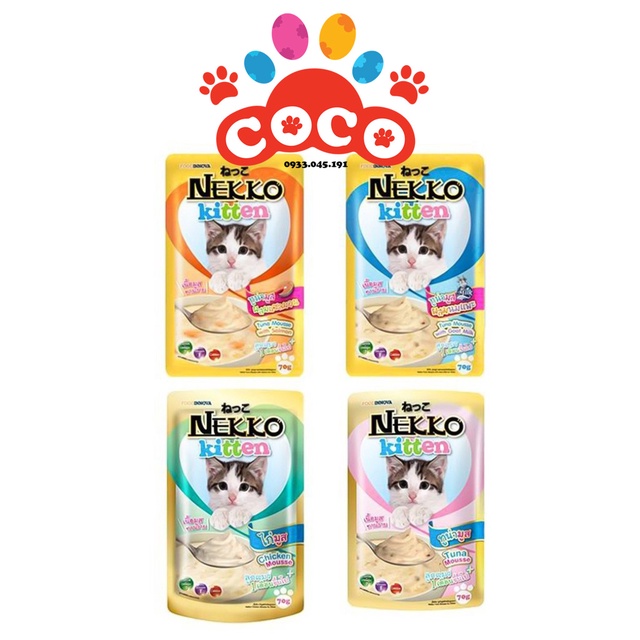 Pate mèo Nekko Kitten cho mèo con dạng gói 70g