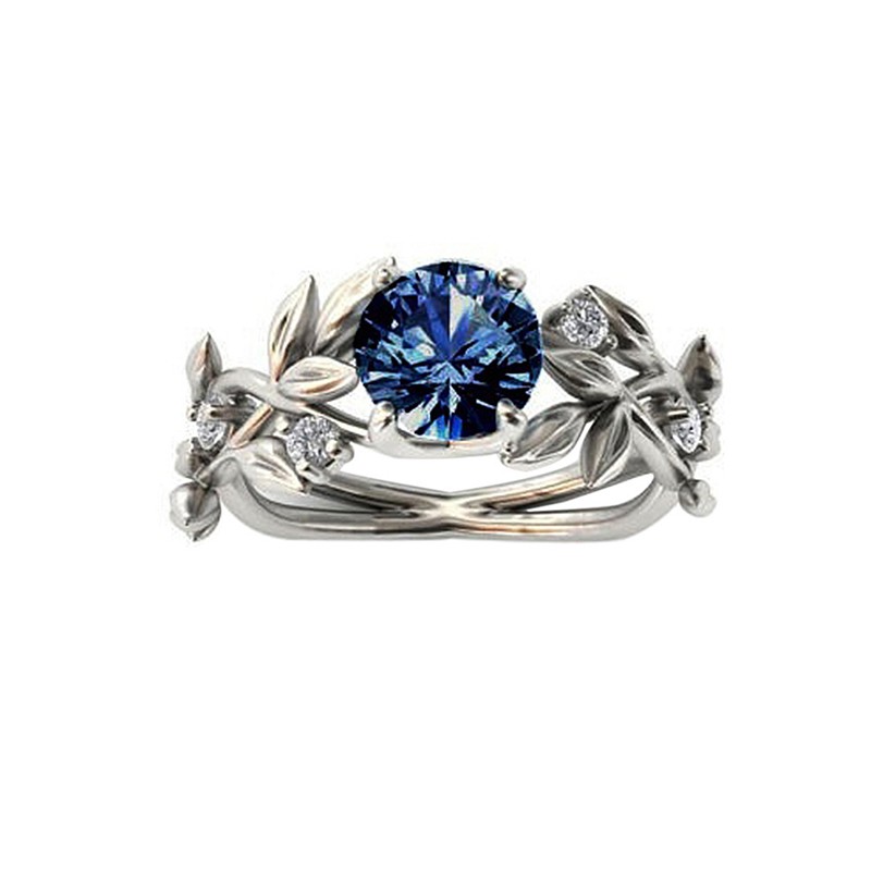 Aifei Jewellery Women Ring Leaf Mosaic Diamond 925 Sterling Silver R912