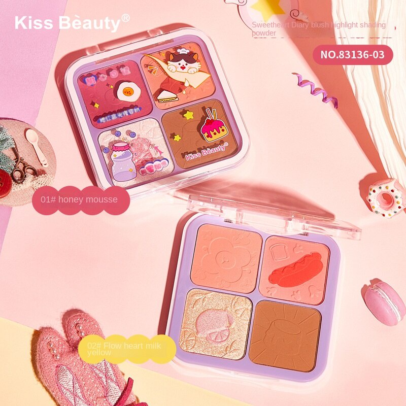 Bảng Phấn Trang Điểm Mắt Má Hồng Tạo Khối Bắt Sáng Lâu Trôi Kiss BEAUTY