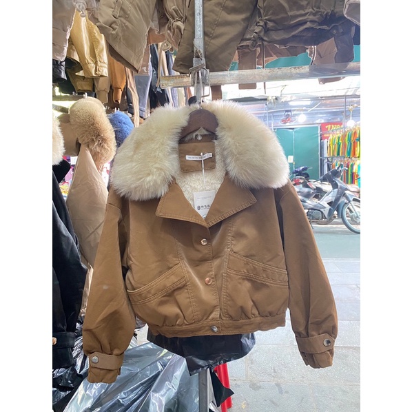 Áo da nhung lót lông  hàng QCL1 - dáng áo bom- rộng