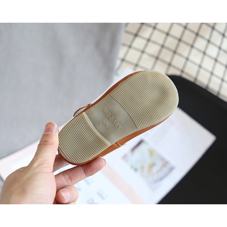 Giày Da Mềm Đế Bằng Chống Trượt Thiết Kế Tối Giản Cho Bé Gái 1-6 Tuổi