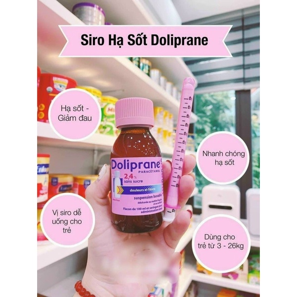 Siro Hạ sốt Doliprane 100ml Pháp cho bé từ 3-26kg