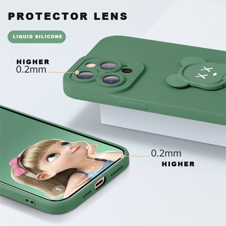 Ốp Điện Thoại TPU Mềm Có Giá Đỡ Hình Gấu 3D Cho Xiaomi 12 12X 11 Ultra 11T 10 10S 10T pro Lite POCO M4 pro