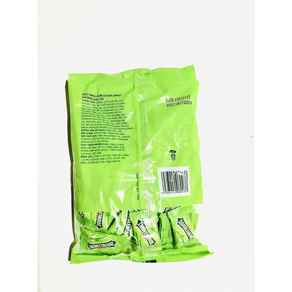 Kẹo cao su Singgum doublemint hương bạc hà túi 116g  thơm mát