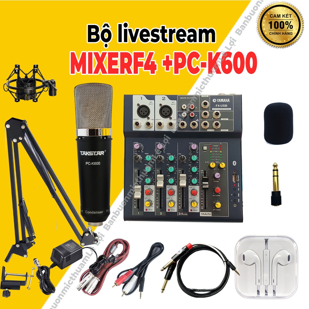Mic Thu Âm Micro Livestream Trọn Bộ Mixer F4 & Mic TAKSTAR PC K600 ⚡BH 1 NĂM⚡ Thu Âm Điện Thoại Máy Tính