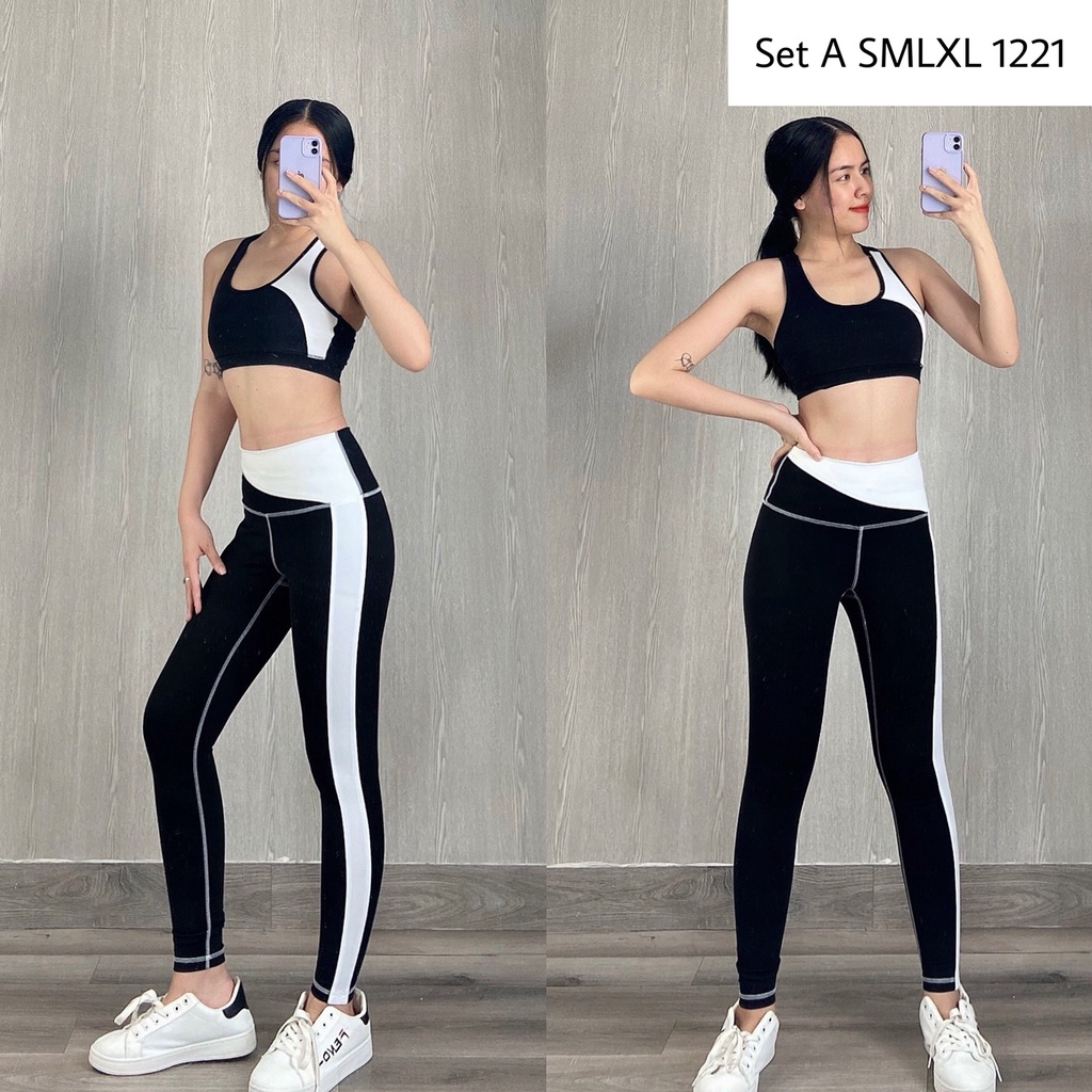 Set Bộ Tập Gym Yoga Nữ Quần Dài Áo Bra Phối Màu Kèm Mút Cao Cấp Bin Sports BD113