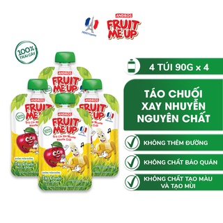 Combo 4 túi Trái Cây Xay Nhuyễn Vị Táo chuối - 100% trái cây thật