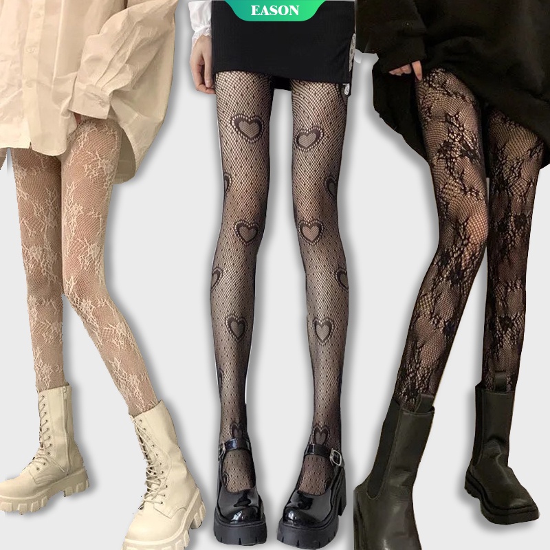 Quần Tất Ren Hoa Rỗng Màu Đen Phong Cách Lolita Nhật Bản Cho Nữ