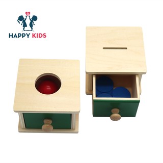 Hộp Thả Bóng - Hộp Thả Xu - Giáo Cụ Montessori - Phát Triển Phối Hợp Tay Mắt - Đồ Chơi Gỗ 0 - 3 Tuổi - Loại Đẹp