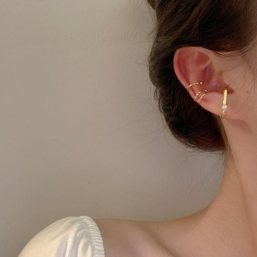 Khuyên Kẹp Sụn Tai Bằng Hợp Kim Họa Tiết Hình Học Kiểu Pháp