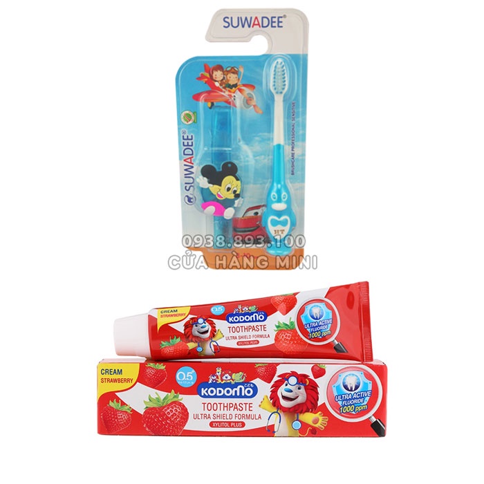 Combo 1 Bàn Chải Đánh Răng Và 1 Tuýp Kem Đánh Răng Komodo Hương Trái Cây Cho Trẻ Em