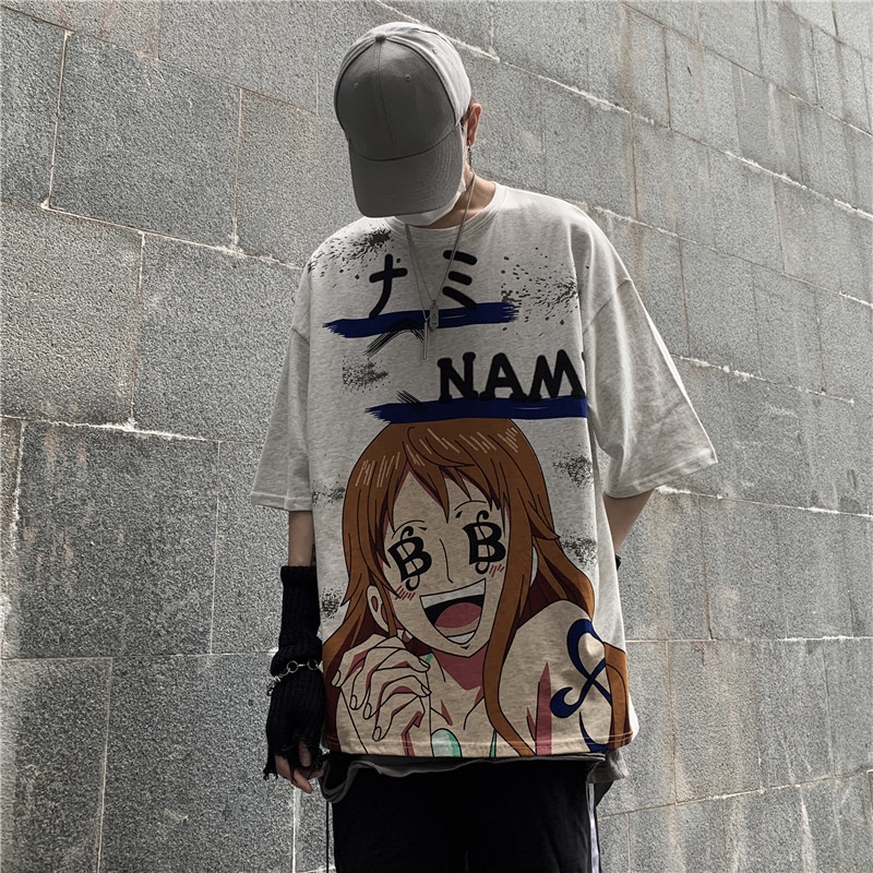 Áo Thun Tay Ngắn In Hình One Piece Phong Cách Harajuku Thời Trang Mùa Hè Cho Nam Và Nữ Faruiline Fru079